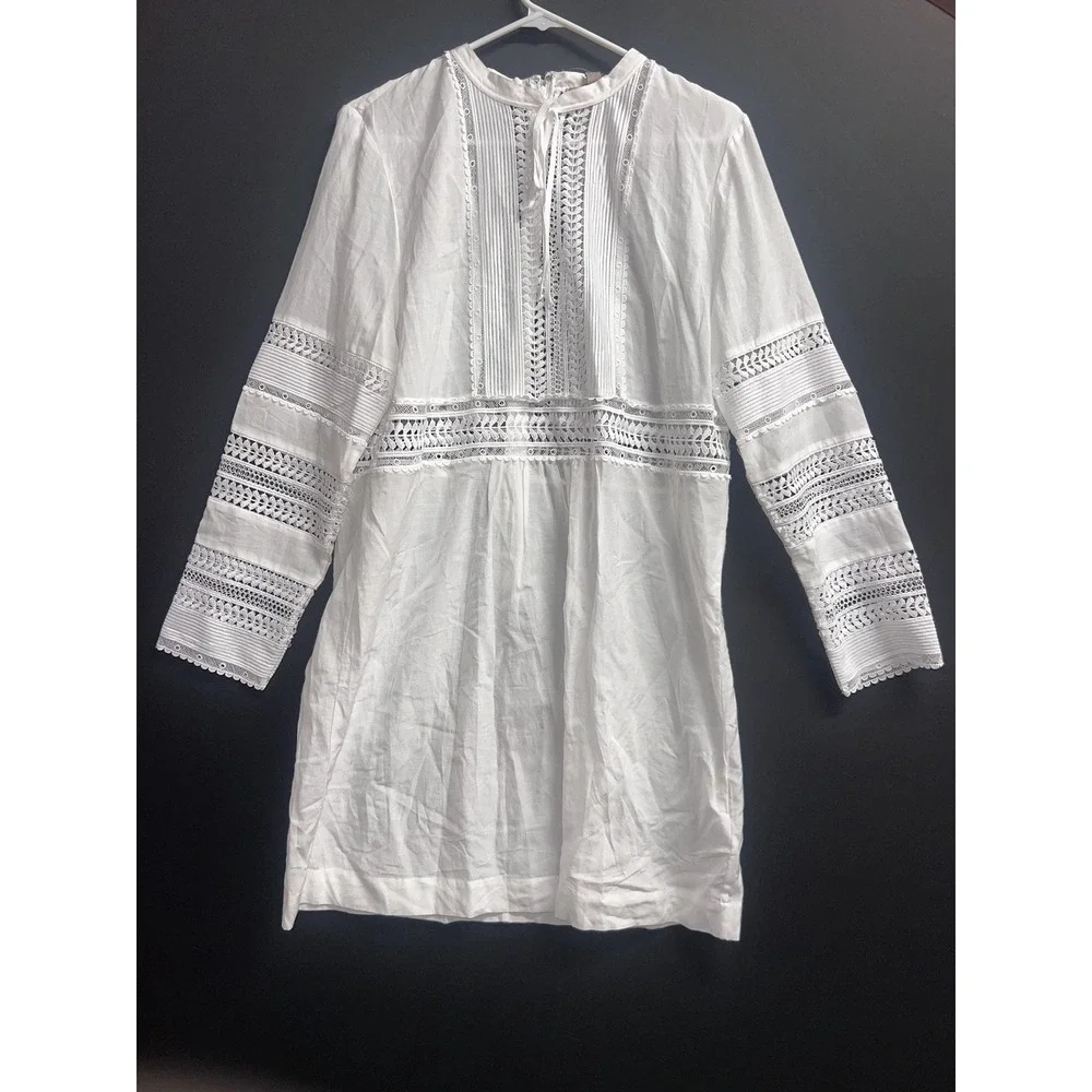 Banana Republic Diora Mini Dres Size L White Embrodery‎